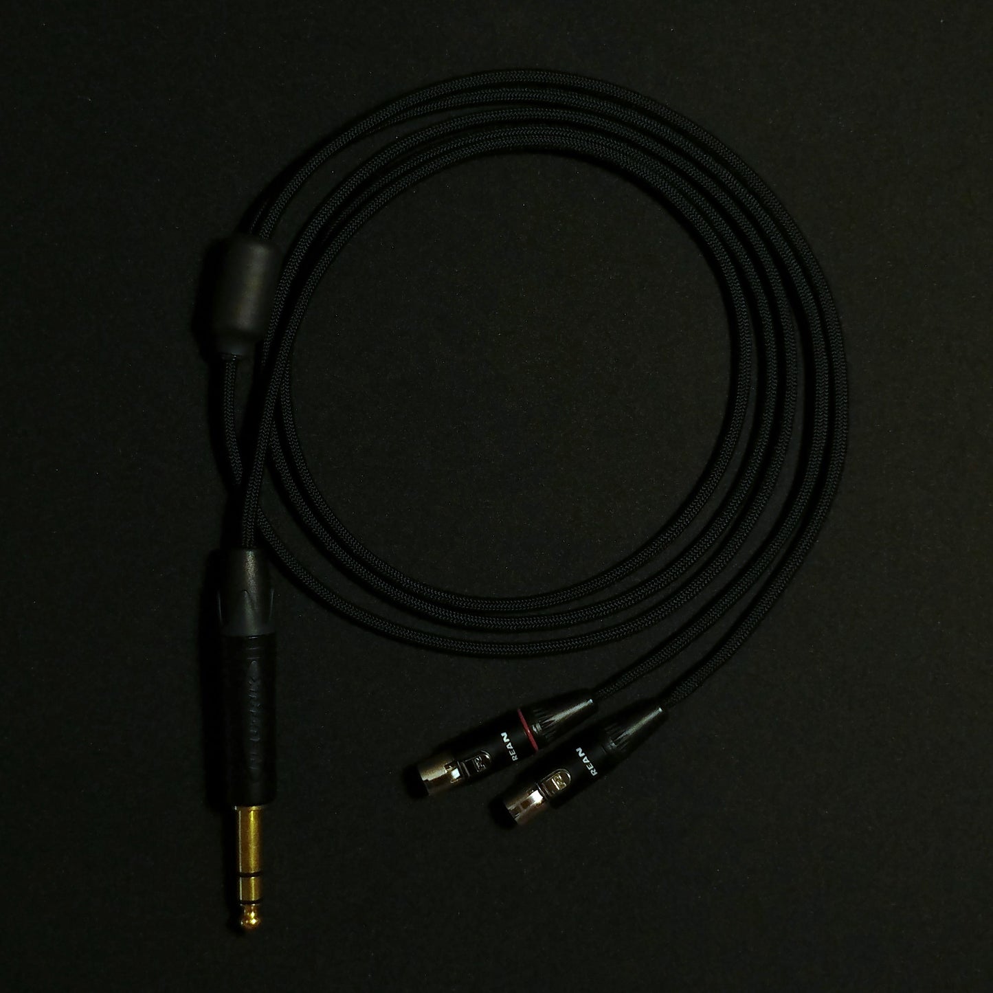 Dual 4 Pin Mini XLR - Custom Headphone Cable - Black - Authentic