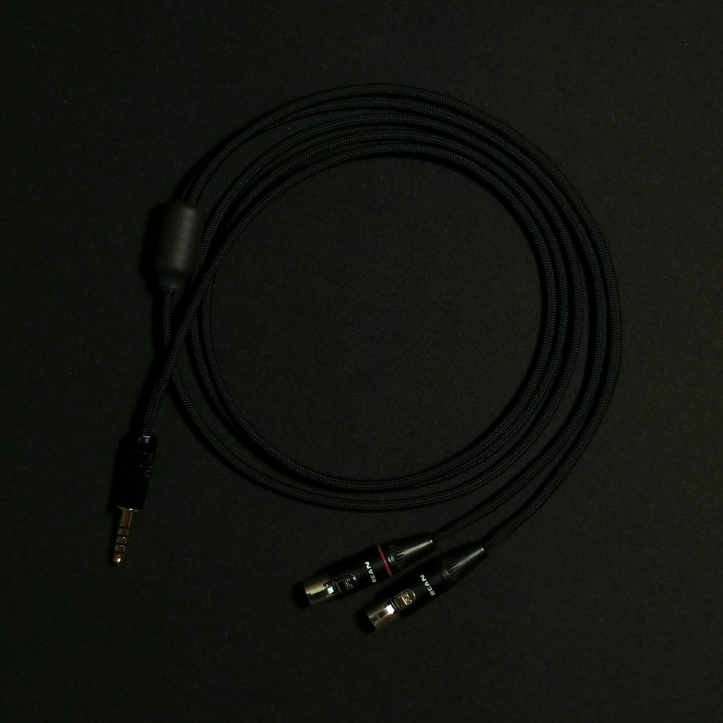 Dual 4 Pin Mini XLR - Custom Headphone Cable - Black - Authentic