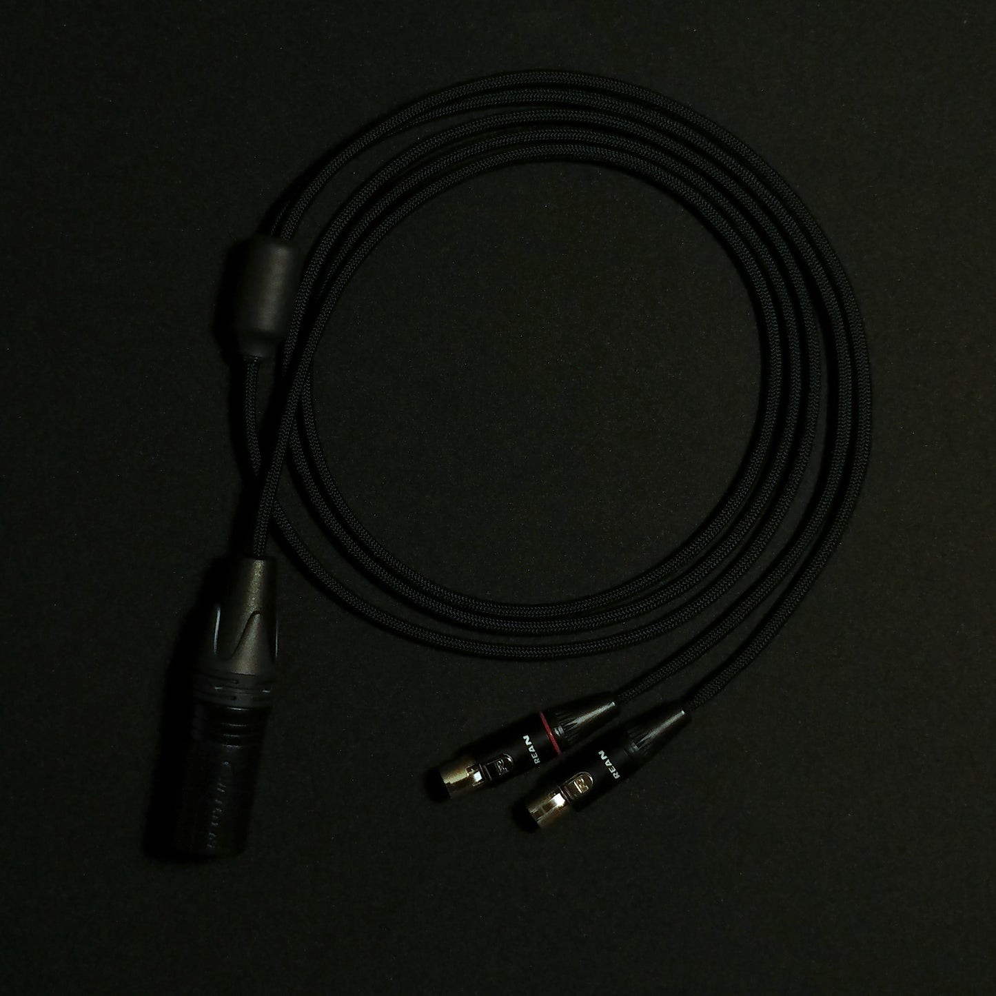 Dual 4 Pin Mini XLR - Custom Headphone Cable - Black - Authentic