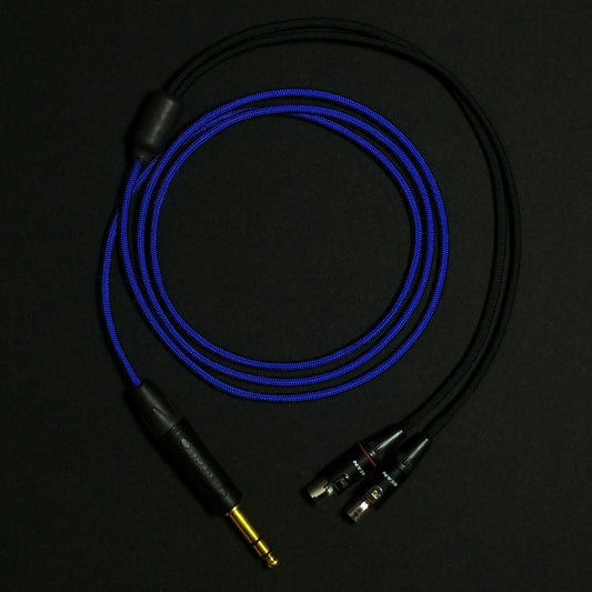 Dual 4 Pin Mini XLR - Custom Headphone Cable - Blue - Authentic