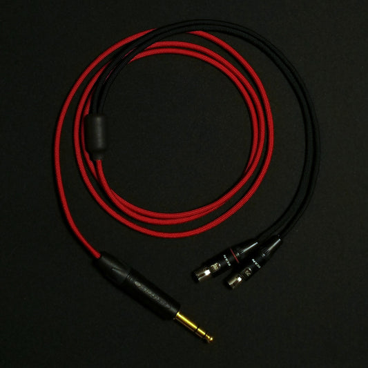 Dual 4 Pin Mini XLR - Custom Headphone Cable - Red - Authentic